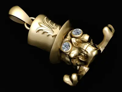 GOLDEN SKULL FACE PENDANT3D PRINTABLE MODEL  3D print model