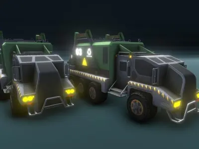 A Futuristic Goods Carrying Truck Low-poly 3D model