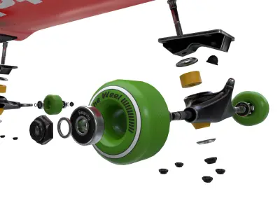 Skateboard Disassemble Low-poly 3D model