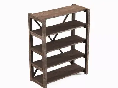 Wide Pottery Shelf B 03 Low-poly 3D model