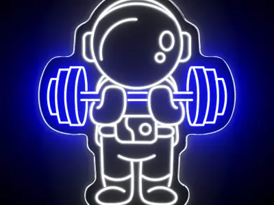 Astronaut Workout Neon Sign 3D model
