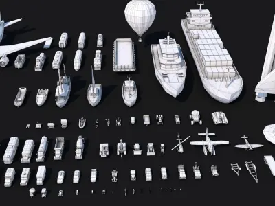 Low Poly Vehicles Pack Collection Low-poly 3D model