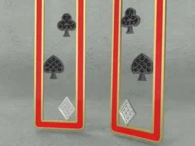 Luxury diamond card suits earrings 3D print model