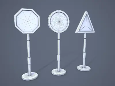 Cartoon Street Traffic Sign 3D model