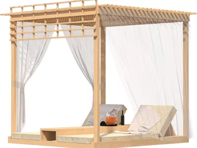 Relaxing Canopy - Modern Outdoor Lounge 3D Scene Low-poly 3D model