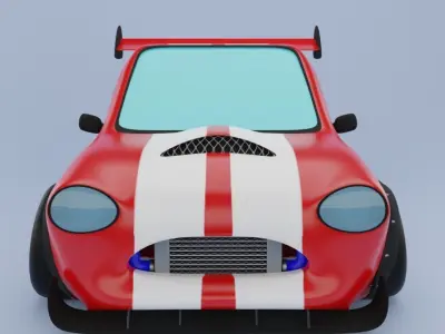 Funny Carton Car  Racing Car 3D model 3D model