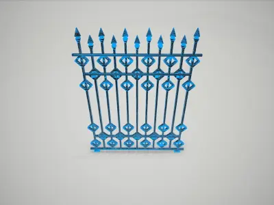 Ornate Wrought Iron Fence Design 3 Free 3D model