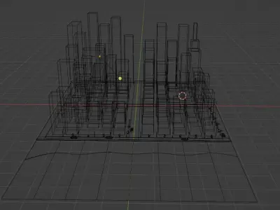 Coastal city Low-poly 3D model