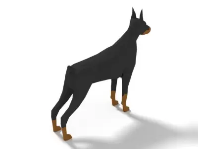 Low Poly Cartoon Doberman Low-poly 3D model