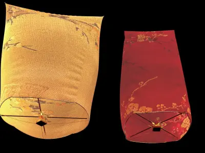 Chinese sky lantern  Low-poly 3D model