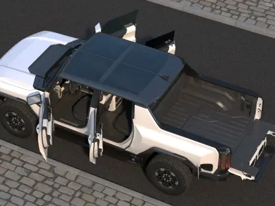 GMC Hummer EV PICKUP Lights Off Rigged for Cinema 4D 3D model