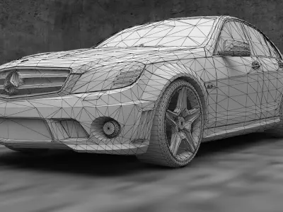 Mercedes c63 Low-poly 3D model