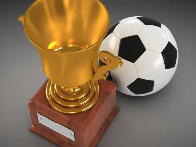 Gold Cup and Soccer Ball Low-poly 3D model