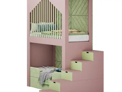 Childrens bunk bed 40 3D model