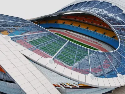 Sports Football Field Low-poly 3D model