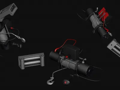 Electric car winch 3D model