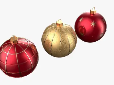 Christmas Tree Ornament Set4 - Red Yellow 3D model