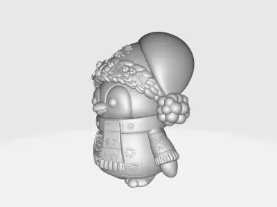 Adorable Christmas Penguin Figurine 3D print model