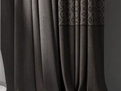 curtains when open window and Patterned Curtain 03 HBH Low-poly 3D model