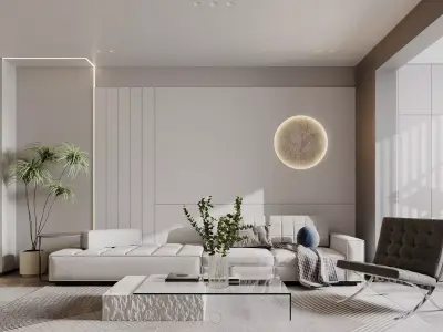 Modern living room dining room interior scenes 458 3D model