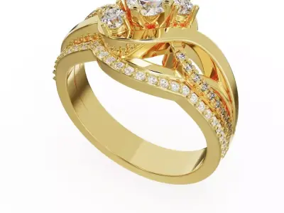 Engagement ring with match band 3D print model