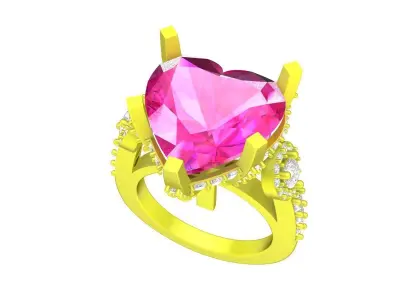 A7691 Luxury Heart Diamond Women Ring 3D Print 3D print model