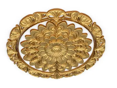 Classic circular  carved decor ornament 01 3D model
