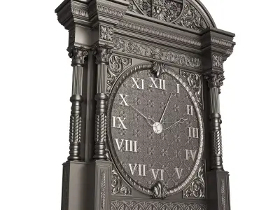 Classic Clock 014 Chrome Low-poly 3D model