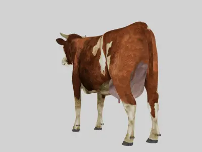 Low Poly Holstein Cow Unwapped 4K And High Poly Game Ready Low-poly 3D model