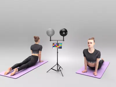 Beautiful young woman stretching 453 Low-poly 3D model