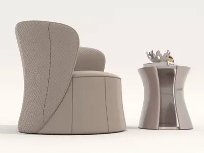 Modern Coffee Table and Armchair Set 74 3D model