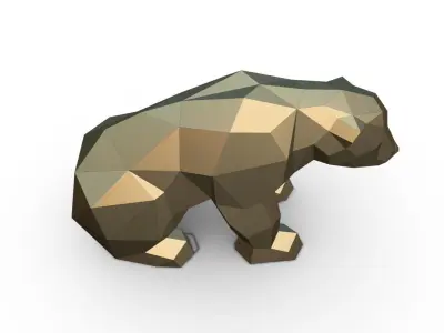 bear figure low poly 3D print model