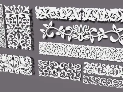 Decorative carved collection 3D model