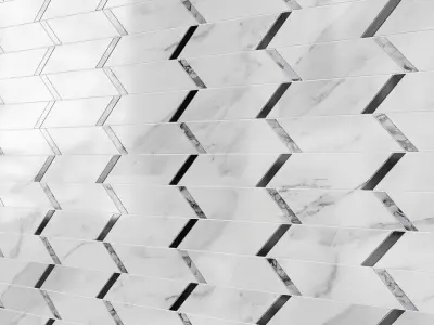 Fitz Classic Marble Brass Mosaic Tile Matrix Trapezoid Tile 3D model