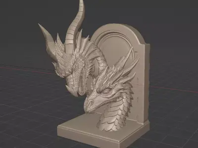 Dragon Head Bookend Male Female e Dual Collection 3D print model