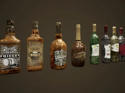 Abandoned Bottles - PBR Game Ready Low-poly 3D model