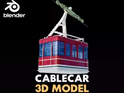 cablecar cable car Low-poly 3D model