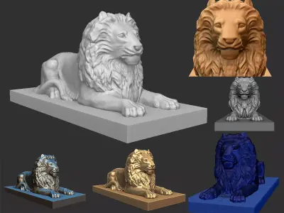 Sitting Lion - statue 3D print model