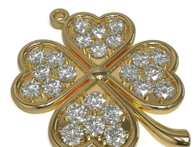 Clover pendant with gems 3D printable model 3D print model