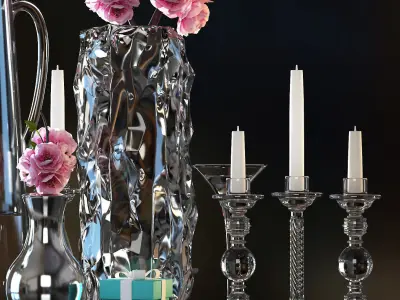 Decorative vase set 3D model