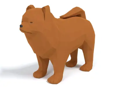 Low Poly Cartoon Chow Chow Dog Low-poly 3D model