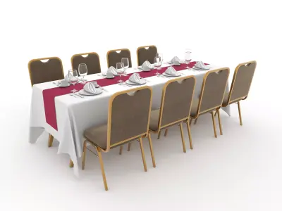 Banquet Table and Chair 78 3D model