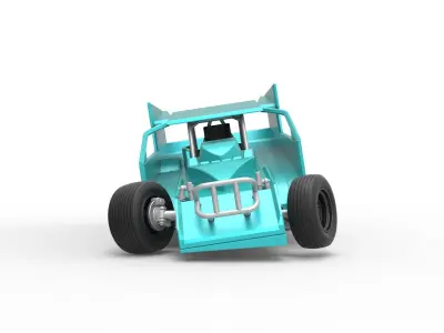 NE Outlaw Dirt Modified stock car while turning Scale 1 to 25 3D print model