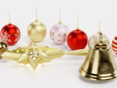 Christmas Ornament Collection - Decorative Set Low-poly 3D model