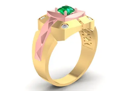 Two Tone Geometric Gemstone Ring for Men 2920  3D print model