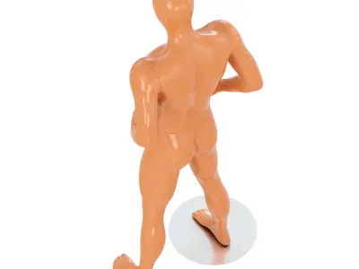 Sports fitness mannequin with golden face 165 3D model