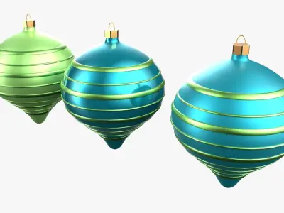 Christmas Tree Ornament Set9 - Turquoise Green  Low-poly 3D model