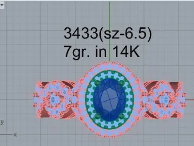 Oval Halo Twisted Ring 3433 3D print model