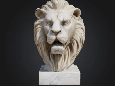 Lion Head Sculpture Low-poly 3D model buy