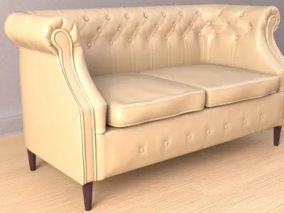 Dls-2 white leather sofa 3D model